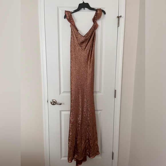 Rachel Zoe rose gold sequin evening gown - size 6 - Picture 5 of 5